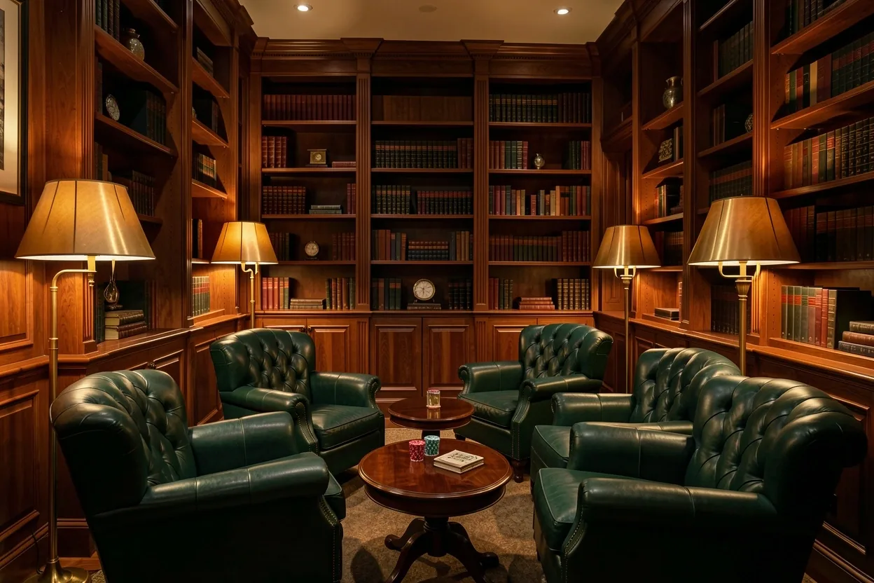 A gentlemen's club interior — details and furnishings