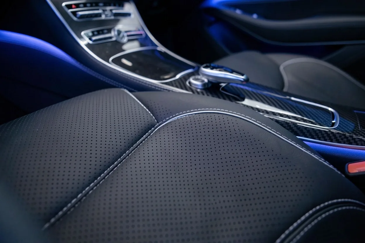 Lounge interior — leather seating details